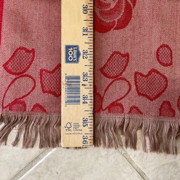 VTG PASHMINA Fringe Artsy Abstract Shawl Wrap Scarf 100% 25”x 72”  fringe - Picture 6 of 7